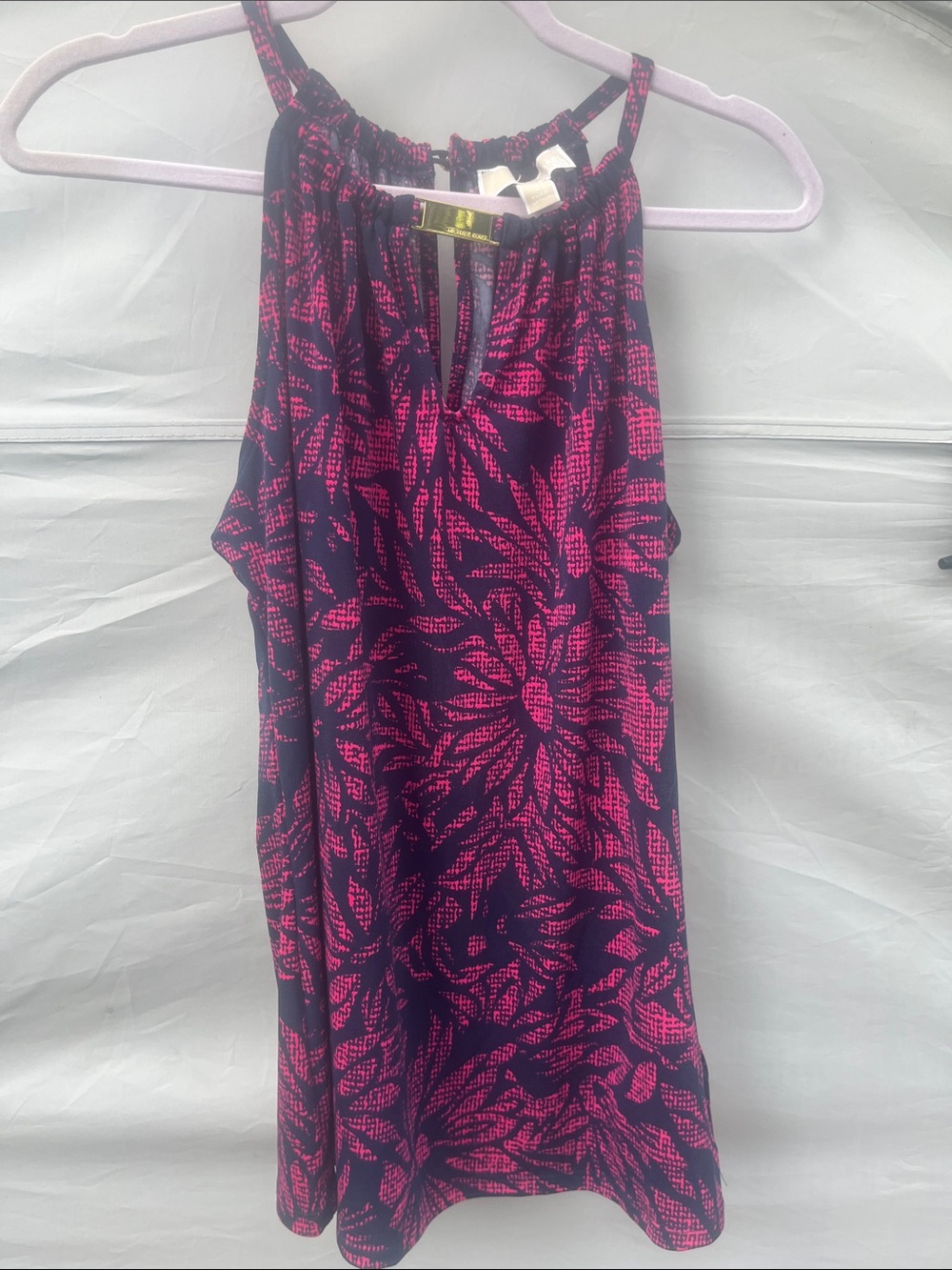 MICHAEL Michael Kors Navy Halter Camisole with Hot Pink Floral Print